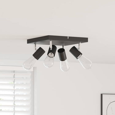 Vidaxl plafondspot met schijnwerpers zwart 26,5 x 26 x 11,5 cm metaal