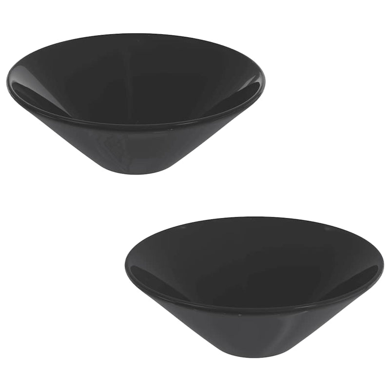 Load image into Gallery viewer, Vidaxl wastafels 2 st ø42x14 cm keramiek glanzend zwart
