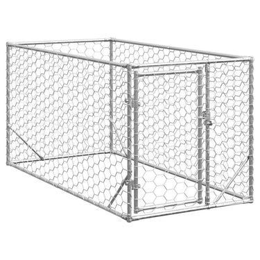 Vidaxl hondenhok voor buiten met deur 2x1x1 m gegalvaniseerd staal