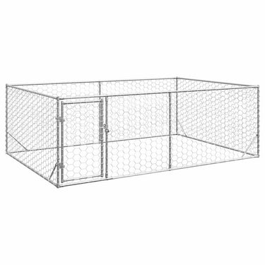 Vidaxl hondenhok voor buiten met deur 3x2x1 m gegalvaniseerd staal