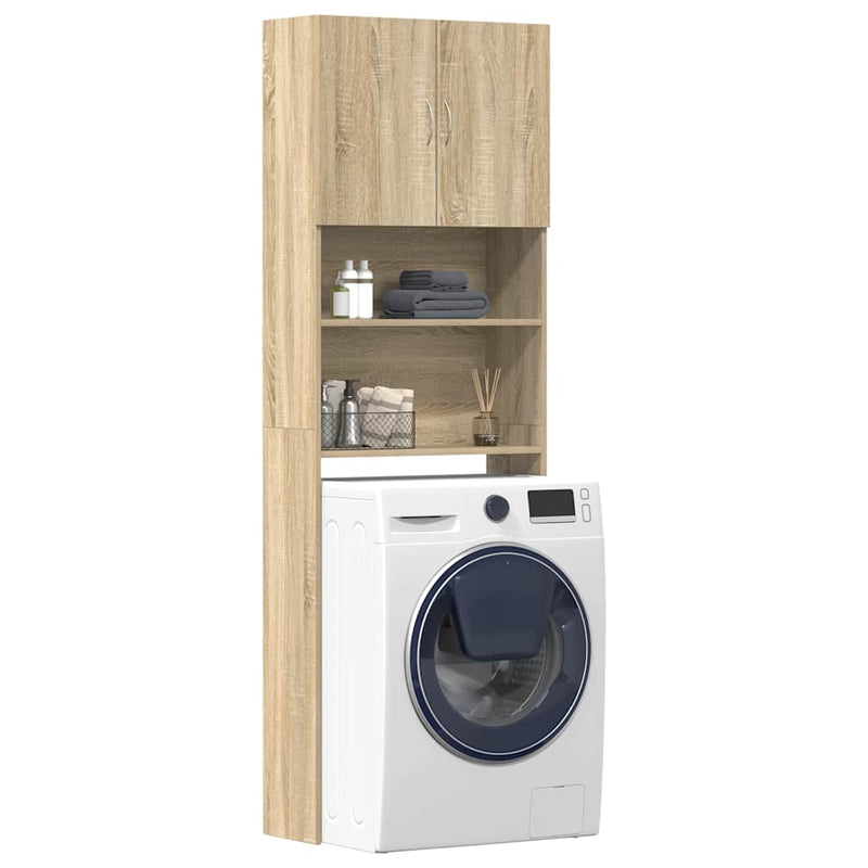 Load image into Gallery viewer, Vidaxl wasmachinekast 64x24x190 cm bewerkt hout en sonoma eikenkleurig
