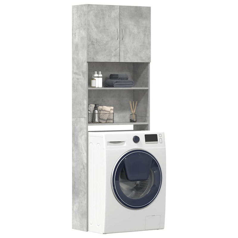 Load image into Gallery viewer, Vidaxl wasmachinekast 64x24x190 cm bewerkt hout betongrijs
