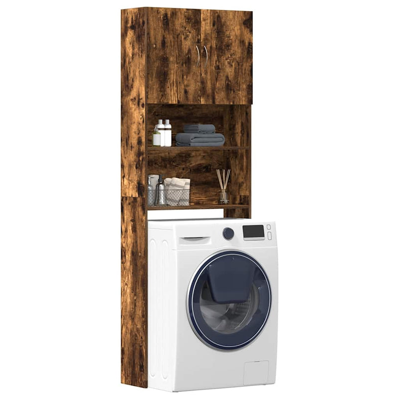 Load image into Gallery viewer, Vidaxl wasmachinekast 64x24x190 cm bewerkt hout gerookt eikenkleurig
