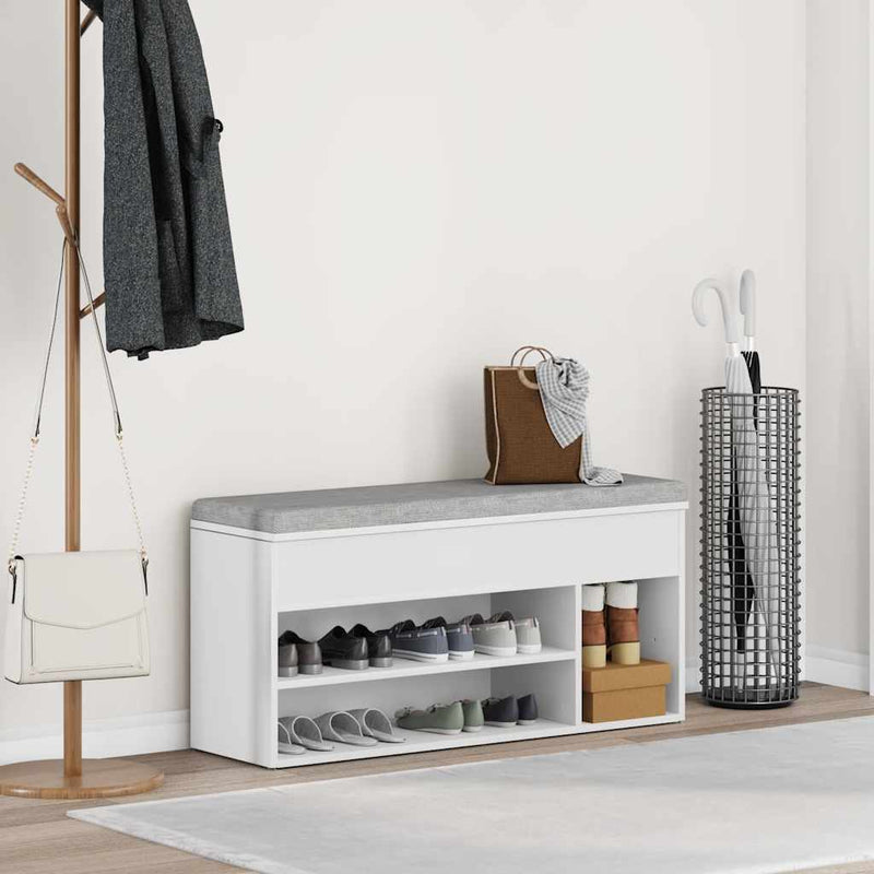 Load image into Gallery viewer, Vidaxl schoenenbank 102x30,5x45 cm bewerkt hout wit
