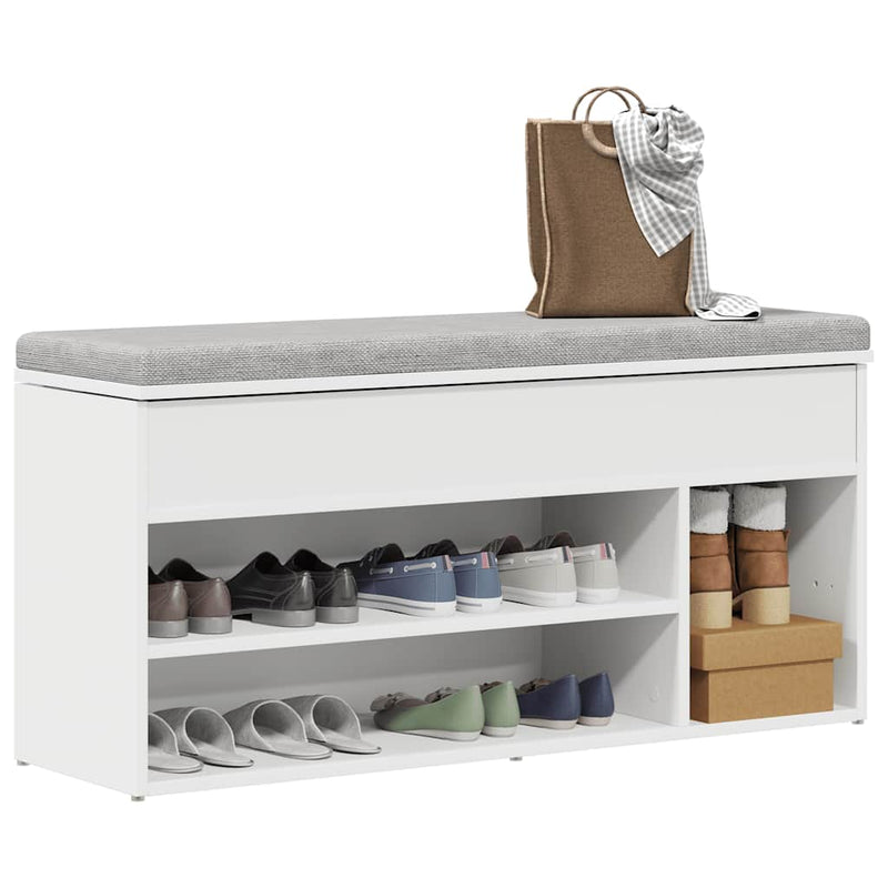 Load image into Gallery viewer, Vidaxl schoenenbank 102x30,5x45 cm bewerkt hout wit
