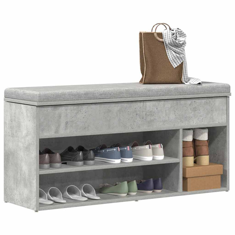 Load image into Gallery viewer, Vidaxl schoenenbank 102x30,5x45 cm bewerkt hout betongrijs
