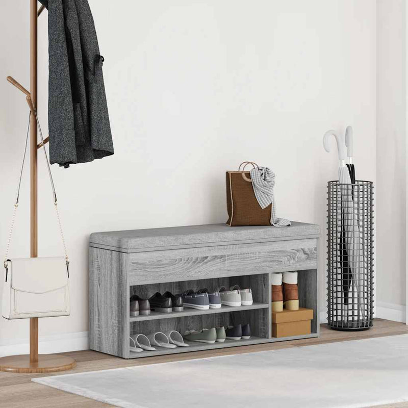 Load image into Gallery viewer, Vidaxl schoenenbank 102x30,5x45cm bewerkt hout grijs sonoma eikenkleur
