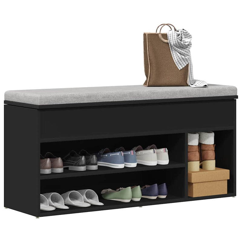 Load image into Gallery viewer, Vidaxl schoenenbank 102x30,5x45 cm bewerkt hout zwart
