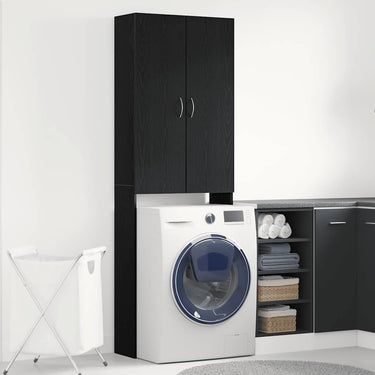 Vidaxl wasmachinekast 64x25,5x190 cm zwart eikenkleur