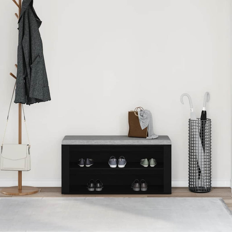 Load image into Gallery viewer, Vidaxl schoenenbank 100x35x45 cm bewerkt hout zwart eikenkleurig
