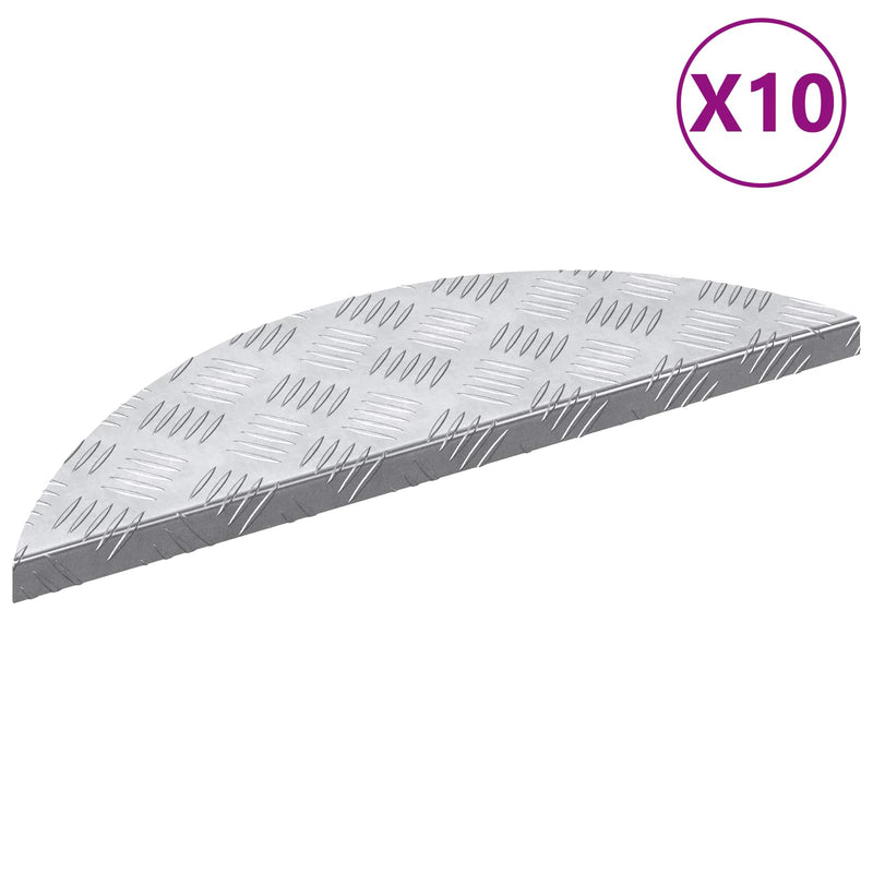 Load image into Gallery viewer, Vidaxl trap tread halvemaanvormig 10 pcs zilver 60 x 18 cm aluminium

