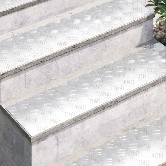 Vidaxl trap tread rechthoekig 4 pcs zilver 100 x 25 cm aluminium