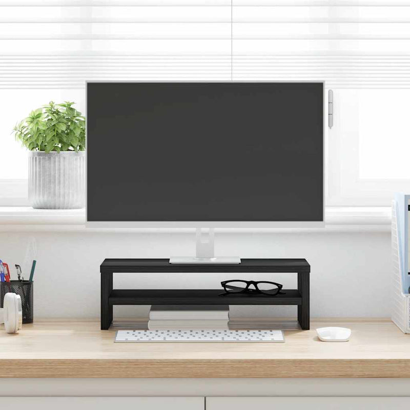 Load image into Gallery viewer, Vidaxl monitorstandaard zwart eiken 42x24x13 cm bewerkt hout
