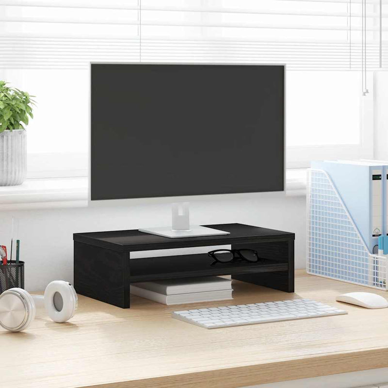 Load image into Gallery viewer, Vidaxl monitorstandaard zwart eiken 42x24x13 cm bewerkt hout
