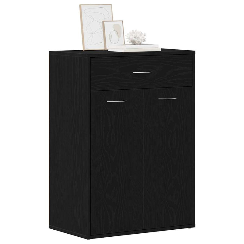 Load image into Gallery viewer, Vidaxl schoenenrek met lade zwart eiken 60 x 35 x 84 cm bewerkt hout
