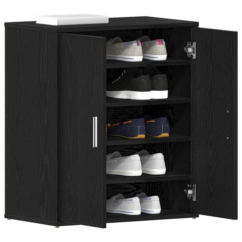 Load image into Gallery viewer, Vidaxl schoenenkast met plank zwart eiken 60 x 35 x 70 cm bewerkt hout
