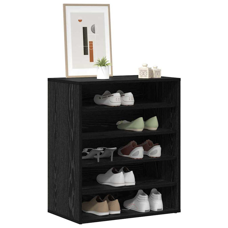 Load image into Gallery viewer, Vidaxl schoenenkast met plank zwart eiken 60 x 35 x 70 cm bewerkt hout
