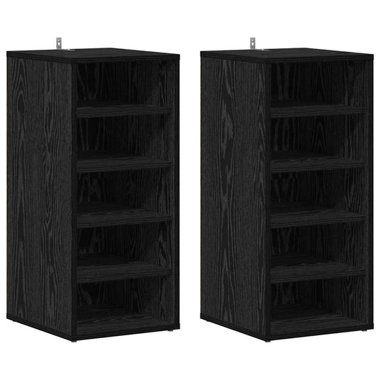 Vidaxl schoenenkast 2 pcs zwart eiken 32 x 35 x 70 cm bewerkt hout