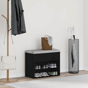 Vidaxl schoenenbank met plank zwart eiken 60 x 30 x 45 cm bewerkt hout
