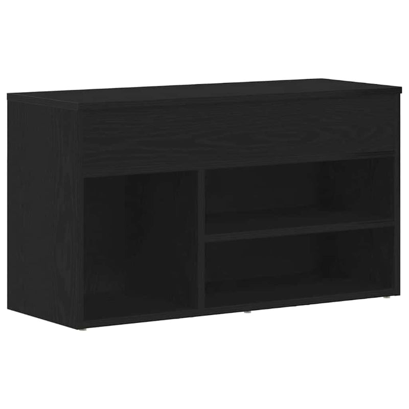 Load image into Gallery viewer, Vidaxl schoenenbank met plank zwart eiken 80 x 30 x 45 cm bewerkt hout
