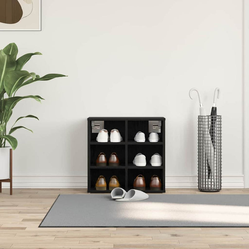 Load image into Gallery viewer, Vidaxl schoenenkast zwart eiken 52 x 30 x 50,5 cm bewerkt hout
