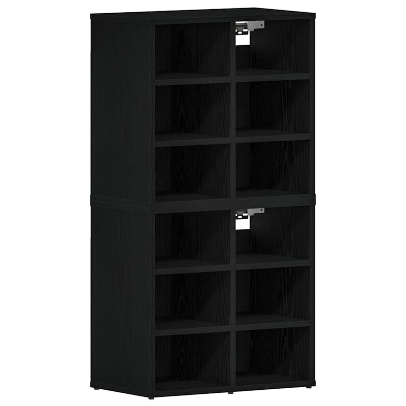 Load image into Gallery viewer, Vidaxl schoenenkast 2 pcs zwart eiken 52 x 30 x 50,5 cm bewerkt hout
