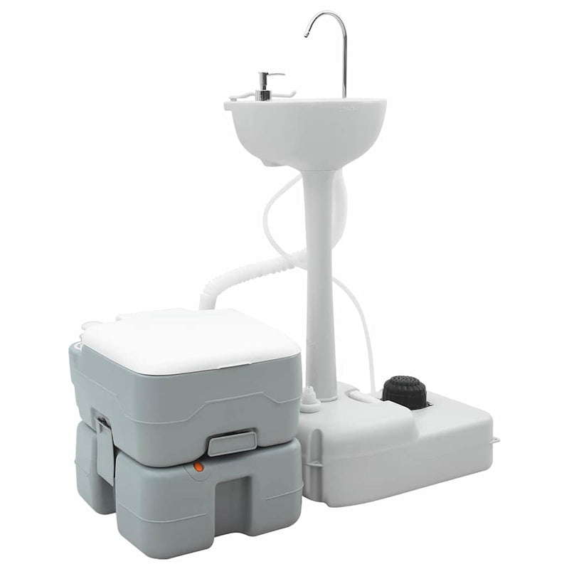 Load image into Gallery viewer, Vidaxl camping toilet set 2 pcs grijs 50,5 x 33 x 103 cm
