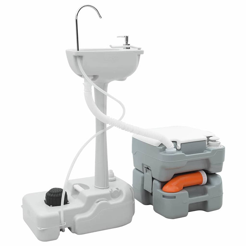Load image into Gallery viewer, Vidaxl camping toilet set 2 pcs grijs 50,5 x 33 x 103 cm
