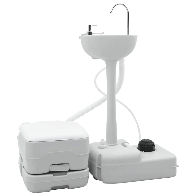 Load image into Gallery viewer, Vidaxl camping toilet set 2 pcs grijs en wit
