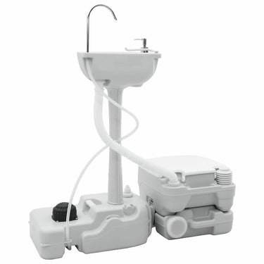 Vidaxl camping toilet set 2 pcs grijs en wit