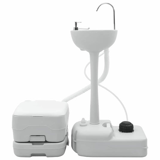 Vidaxl camping toilet set 2 pcs grijs en wit