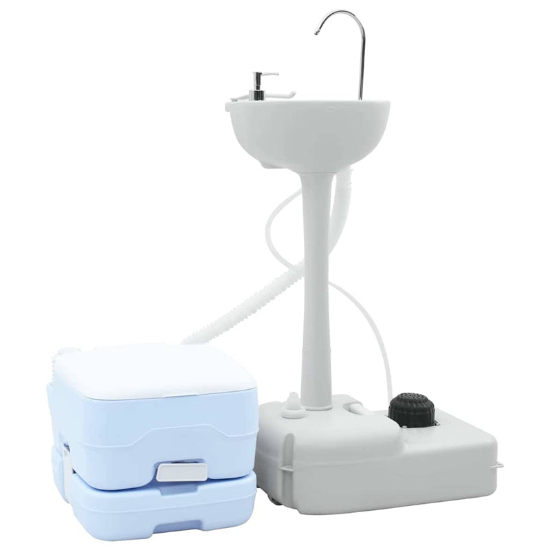Load image into Gallery viewer, Vidaxl camping toilet set 2 pcs blauw en wit
