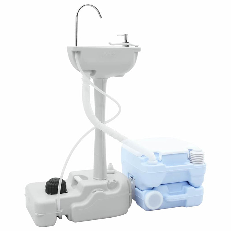 Load image into Gallery viewer, Vidaxl camping toilet set 2 pcs blauw en wit
