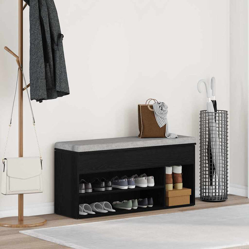 Load image into Gallery viewer, Vidaxl schoenenbank 102x30,5x45 cm spaanplaat zwart eikenkleurig
