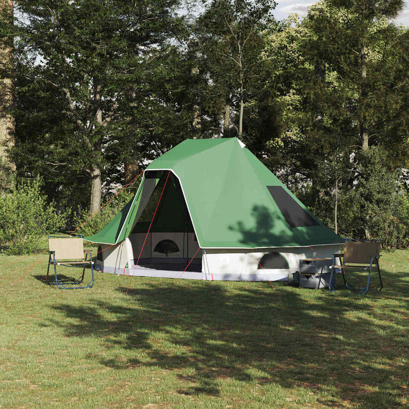Load image into Gallery viewer, Vidaxl familie tipi tent tipi met dak groen 466 x 310 x 240 cm
