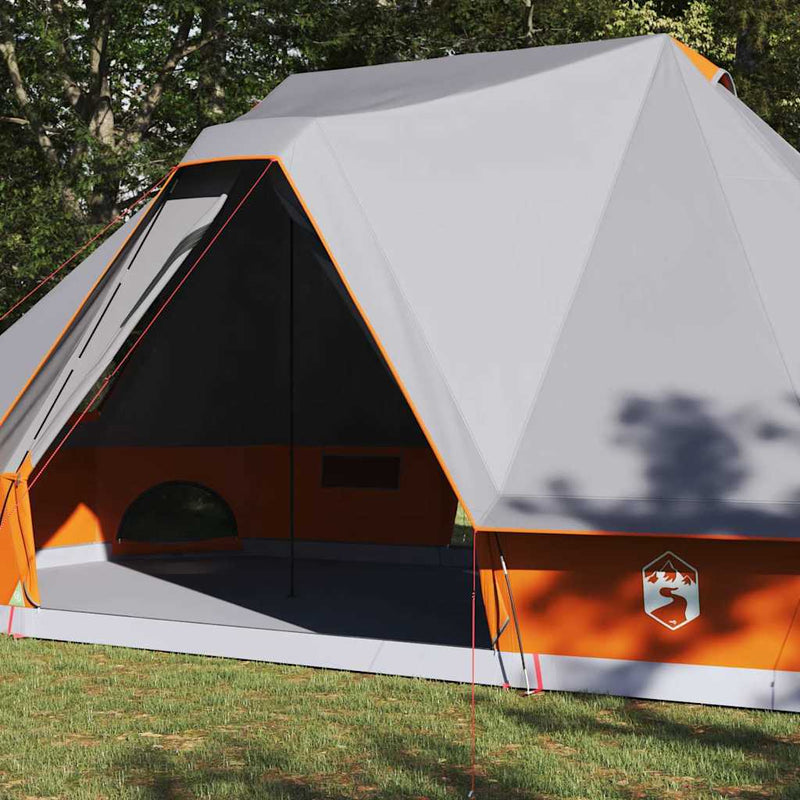 Load image into Gallery viewer, Vidaxl familie tipi tent tipi grijs en oranje 680 x 430 x 270 cm
