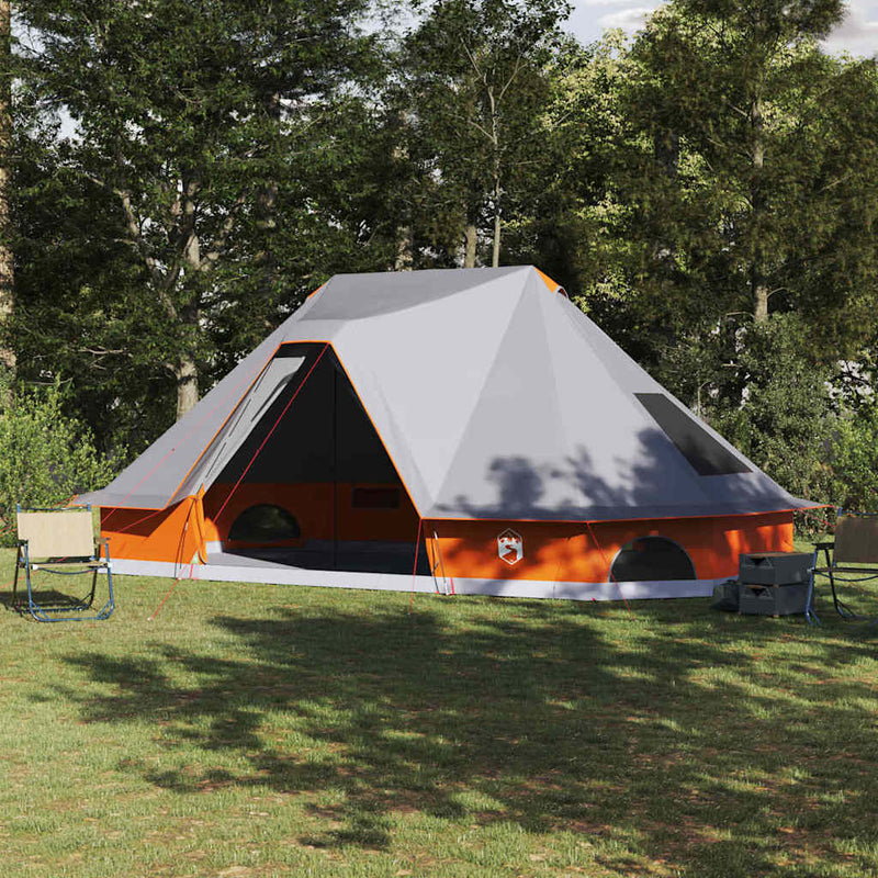 Load image into Gallery viewer, Vidaxl familie tipi tent tipi grijs en oranje 680 x 430 x 270 cm
