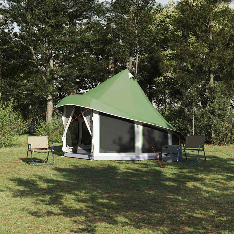 Load image into Gallery viewer, Vidaxl familie tipi tent tipi met dak groen 404 x 370 x 270 cm
