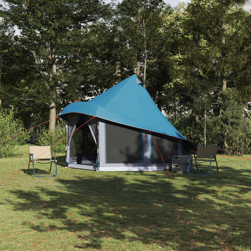 Load image into Gallery viewer, Vidaxl familie tipi tent tipi met dak blauw 404 x 370 x 270 cm
