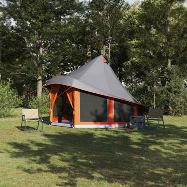 Vidaxl familie tipi tent tipi grijs en oranje 404 x 370 x 270 cm