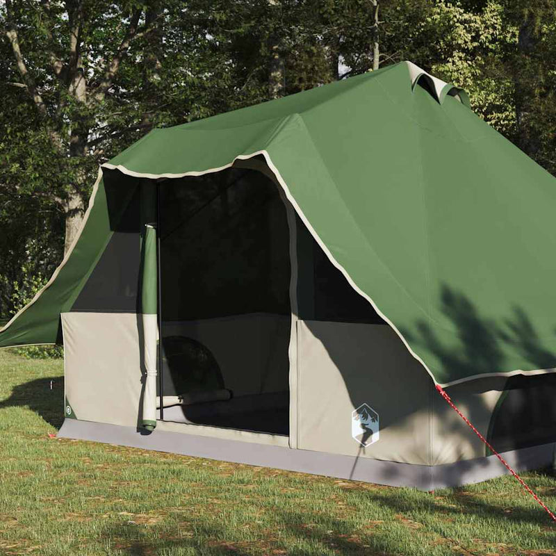 Load image into Gallery viewer, Vidaxl tipi tent met dak met opslag groen 358 x 296 x 258 cm taft
