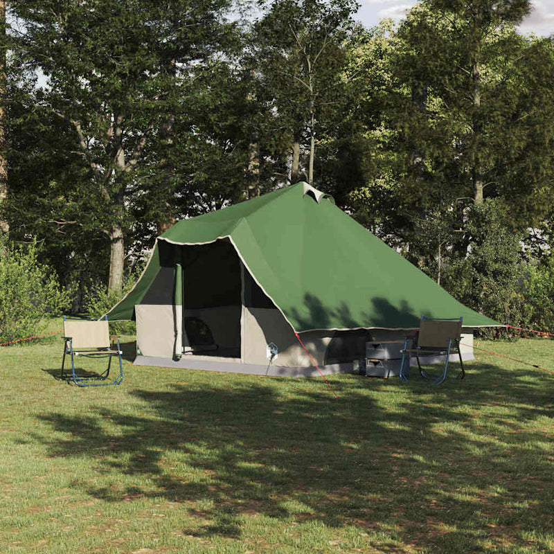 Load image into Gallery viewer, Vidaxl tipi tent met dak met opslag groen 358 x 296 x 258 cm taft

