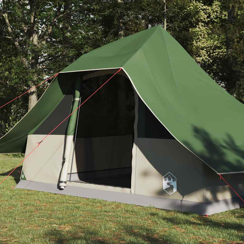 Load image into Gallery viewer, Vidaxl tipi tent met dak met opslag groen 364 x 281 x 257 cm taft
