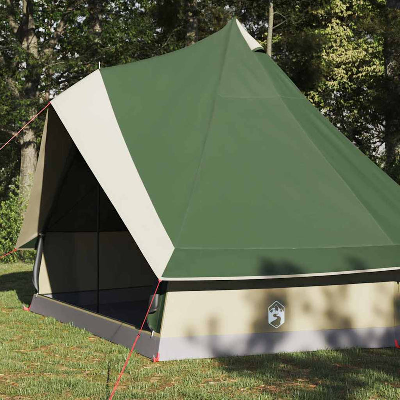 Load image into Gallery viewer, Vidaxl familie tipi tent tipi groen en beige 400 x 346 x 250 cm
