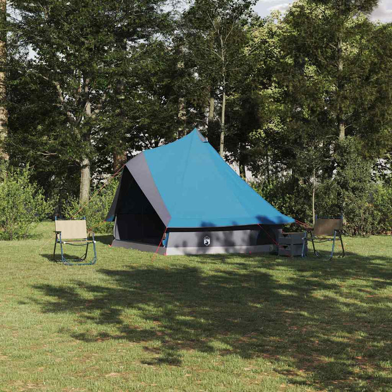 Load image into Gallery viewer, Vidaxl familie tipi tent tipi blauw en grijs 400 x 346 x 250 cm
