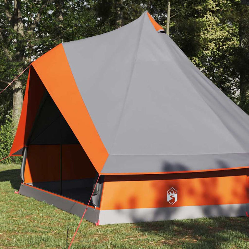 Load image into Gallery viewer, Vidaxl familie tipi tent tipi grijs en oranje 400 x 346 x 250 cm
