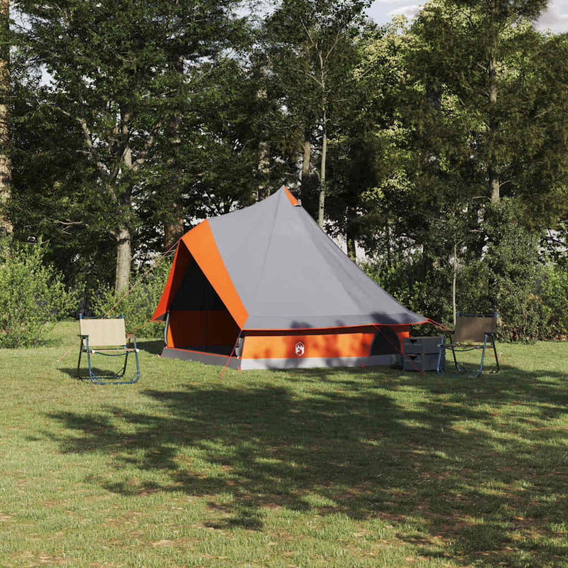 Load image into Gallery viewer, Vidaxl familie tipi tent tipi grijs en oranje 400 x 346 x 250 cm

