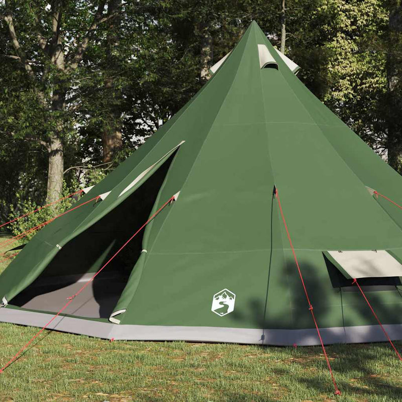 Load image into Gallery viewer, Vidaxl familie tipi tent tipi met dak groen 560 x 560 x 300 cm
