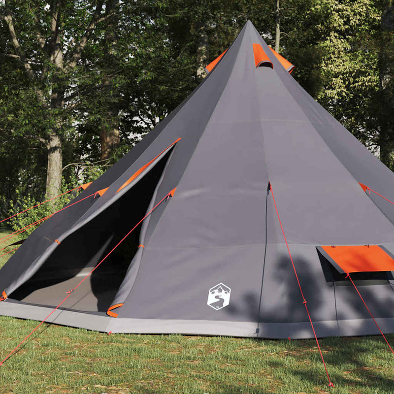 Load image into Gallery viewer, Vidaxl familie tipi tent tipi grijs en oranje 560 x 560 x 300 cm
