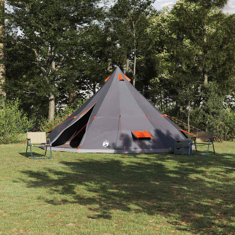 Load image into Gallery viewer, Vidaxl familie tipi tent tipi grijs en oranje 560 x 560 x 300 cm
